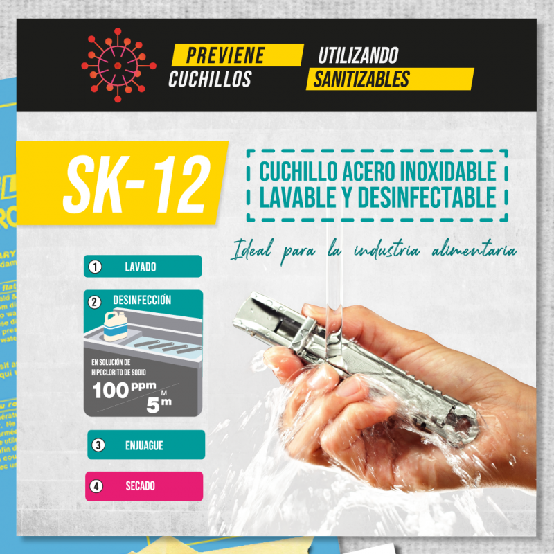 CUCHILLO OLFA SEGURIDAD AUTO-RETRACTIL ACERO INOXIDABLE SK-12 - 4