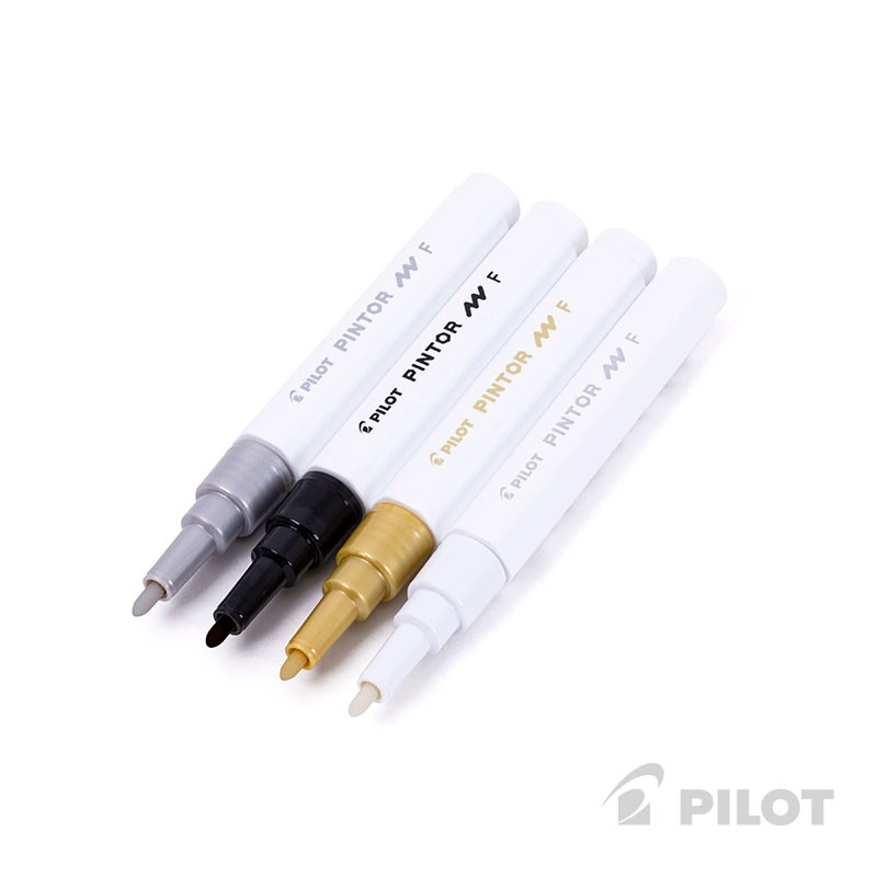 SET PINTOR PILOT BLANCO NEGRO DORADO PLATEADO PUNTA FINA - 1
