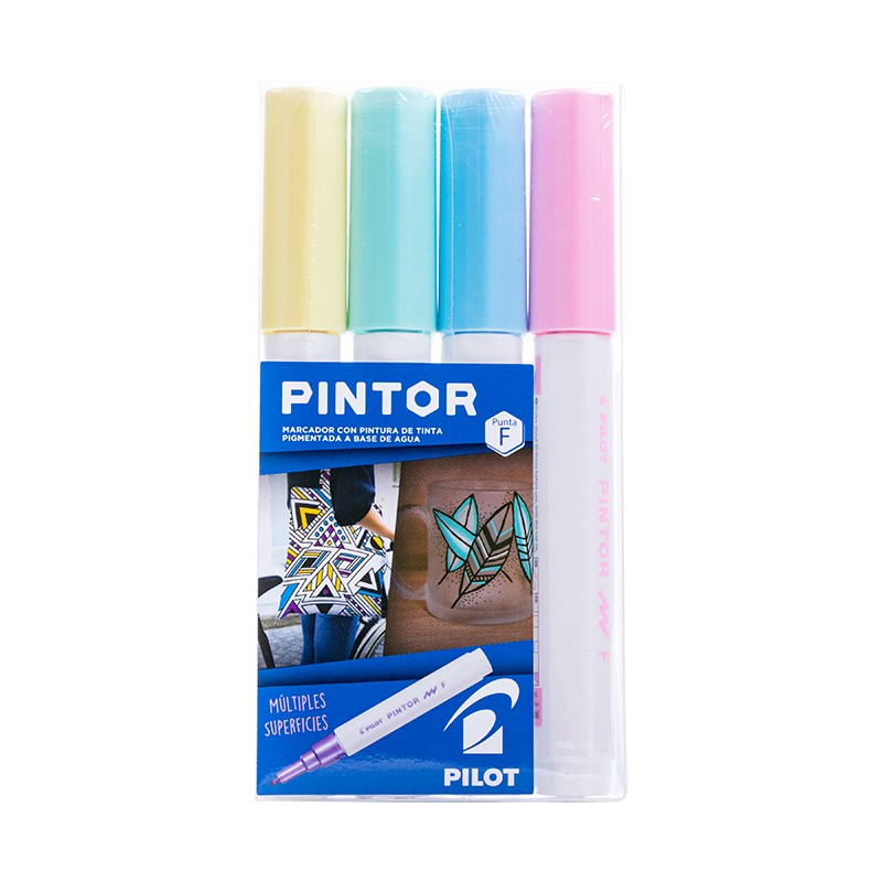 SET PINTOR PILOT FINO AMARILLO VERDE PASTEL AZUL PASTEL ROSADO - 2