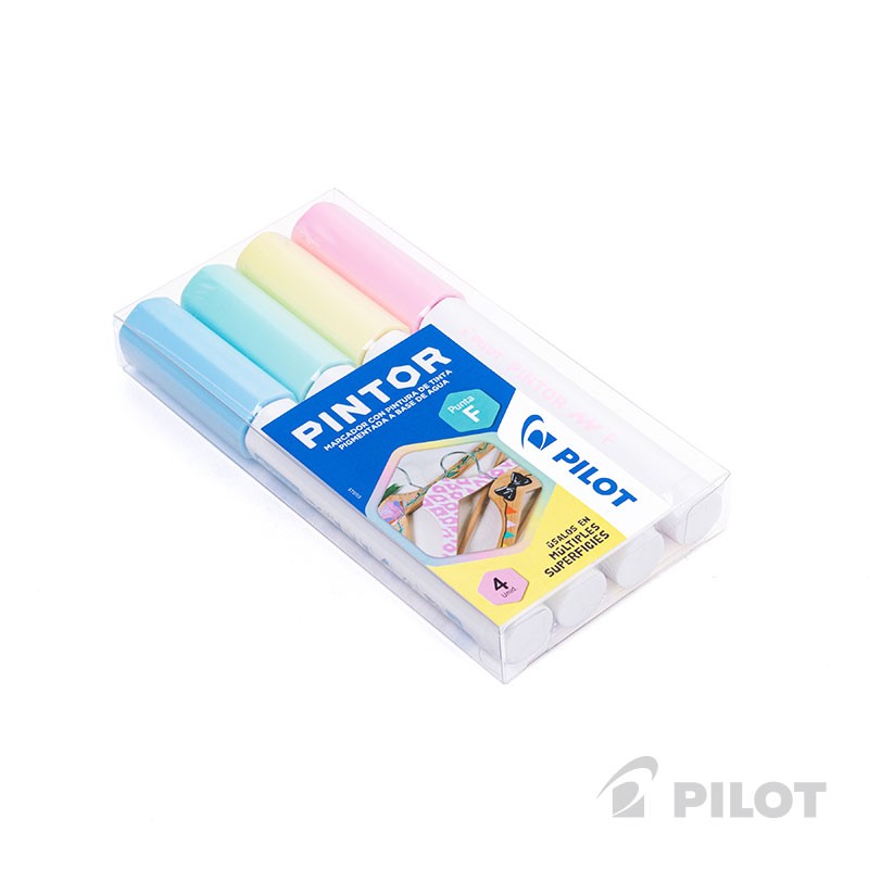 SET PINTOR PILOT FINO AMARILLO VERDE PASTEL AZUL PASTEL ROSADO - 3