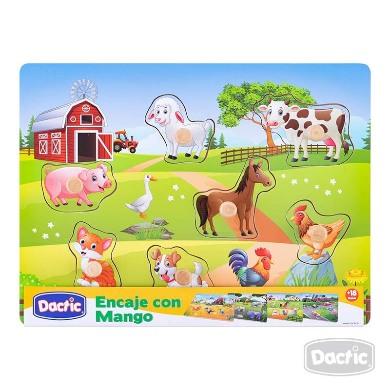 ENCAJE C/MANGO ANIMAL GRANJA MADERA - 1