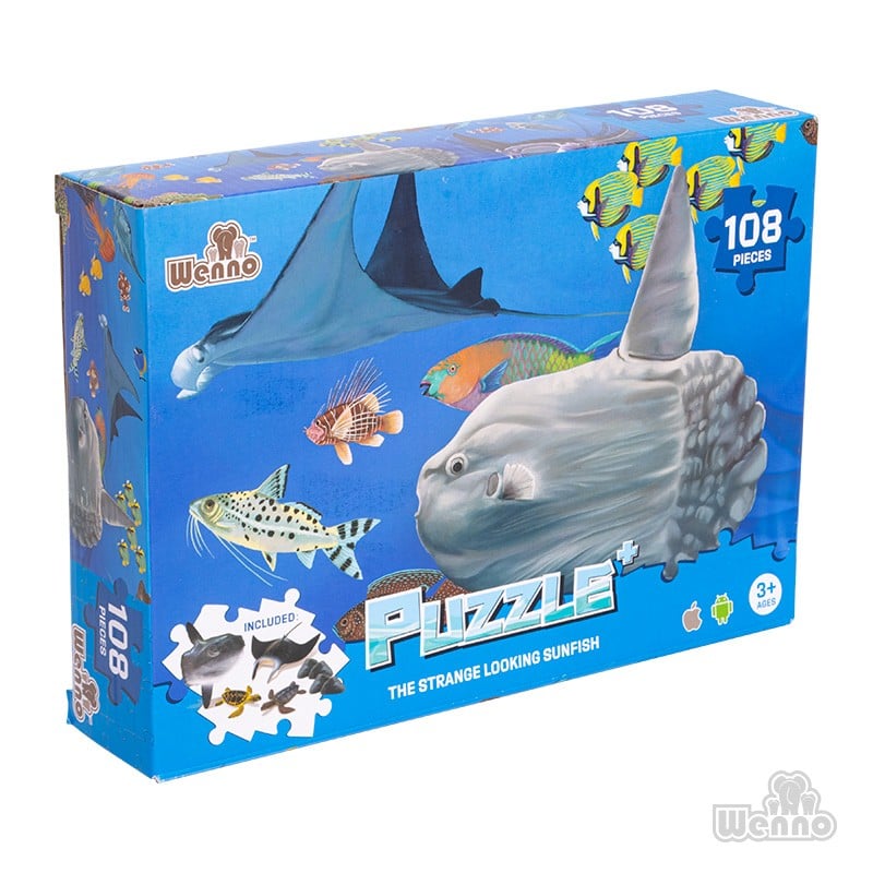 PUZZLE MULTICOLOR ANIMALES MARINOS 108 PIEZAS + FIGURAS - 4