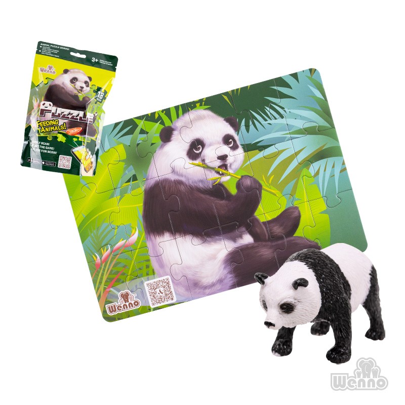 PUZZLE MULTICOLOR OSO PANDA 18 PIEZAS + FIGURA - 1