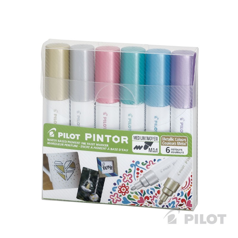 SET PINTOR PILOT COLORES METALIZADOS PUNTA MEDIA - 1