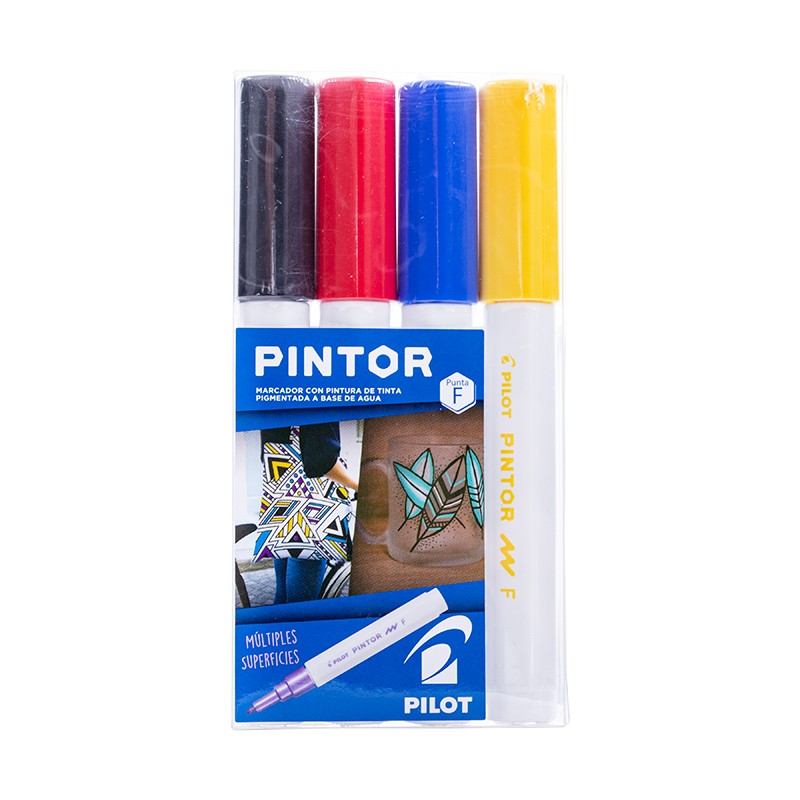 SET PINTOR PILOT NEGRO ROJO AZUL AMARILLO PUNTA FINA - 1
