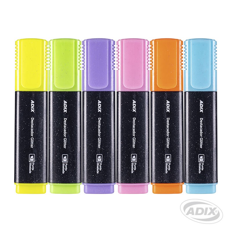 DESTACADOR ADIX GLITTER PASTEL 6 COLORES - 1