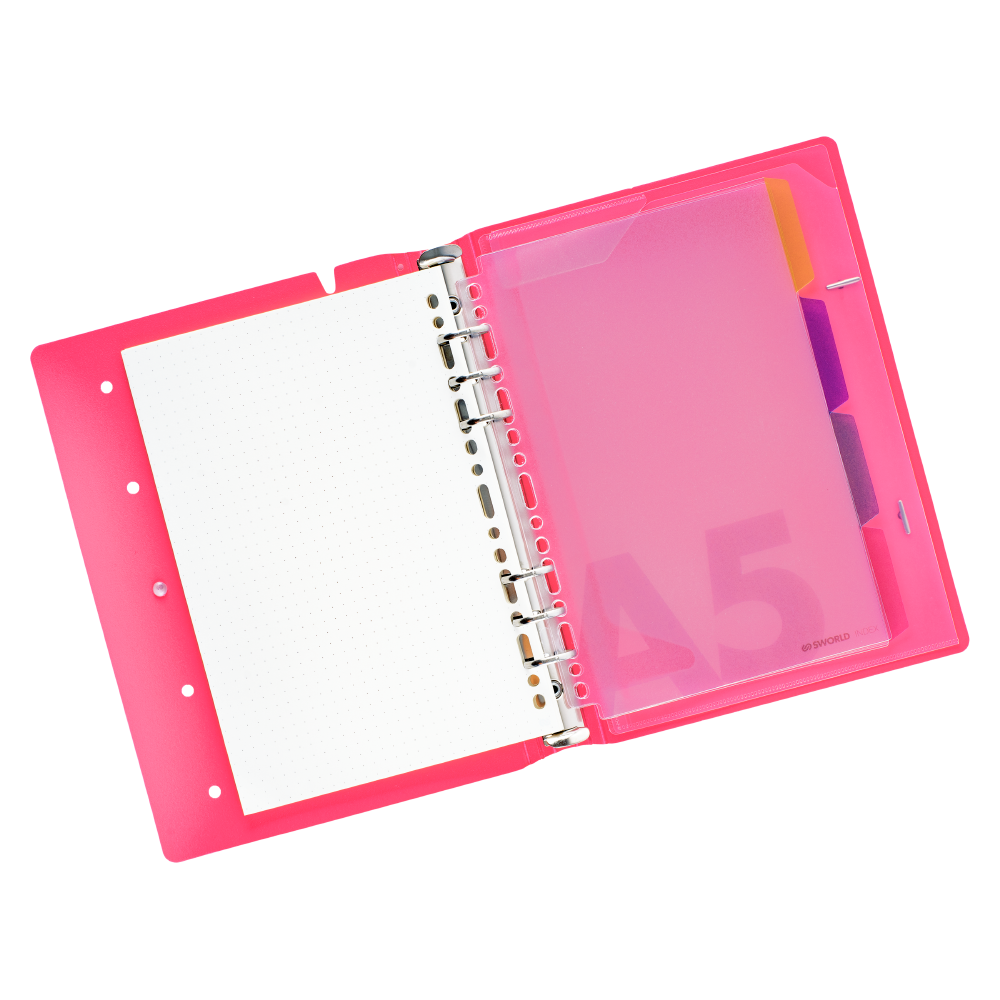 AGENDA A5 FUCSIA TAPA PIN 6 ANILLOS - 2