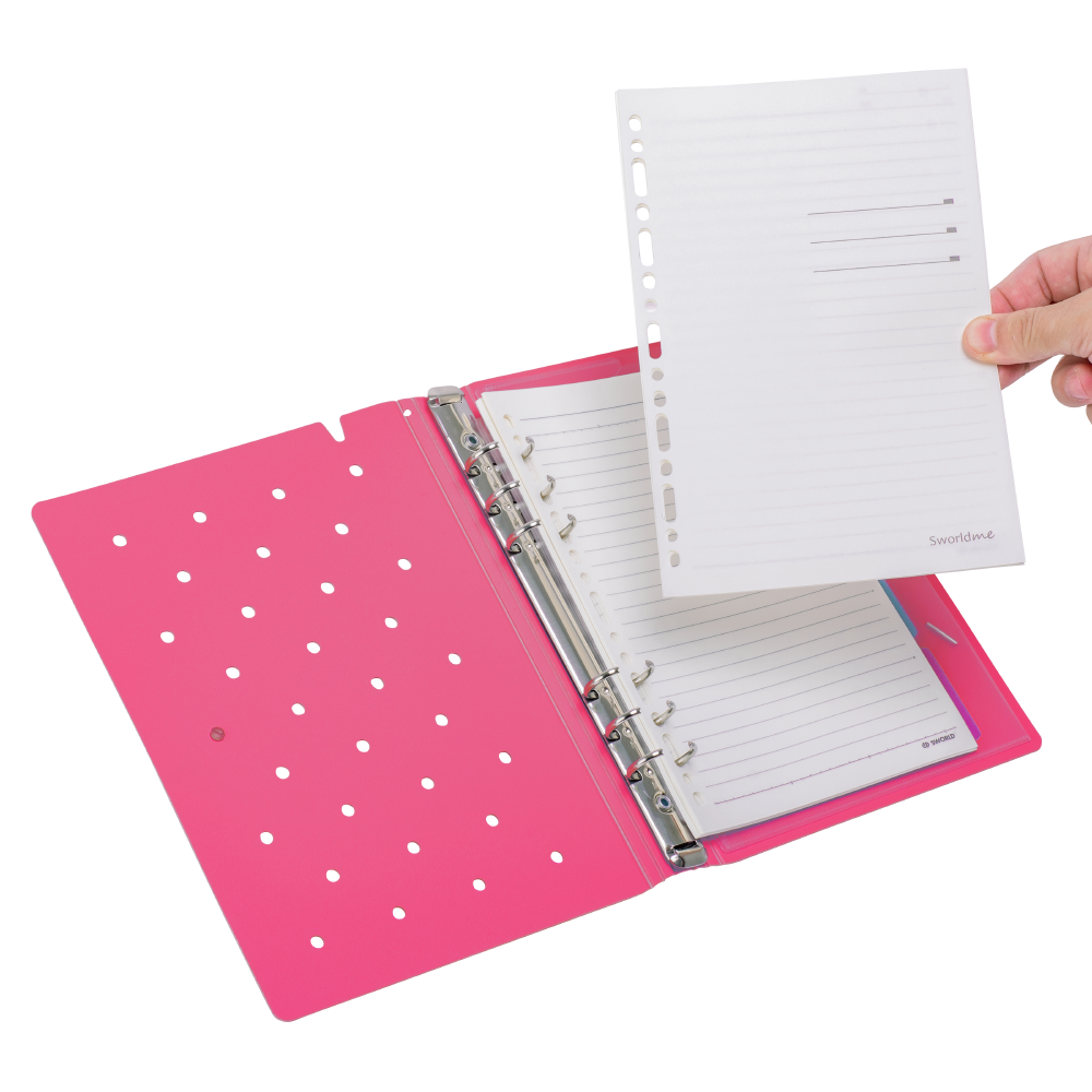 AGENDA A5 FUCSIA TAPA PIN 6 ANILLOS - 3