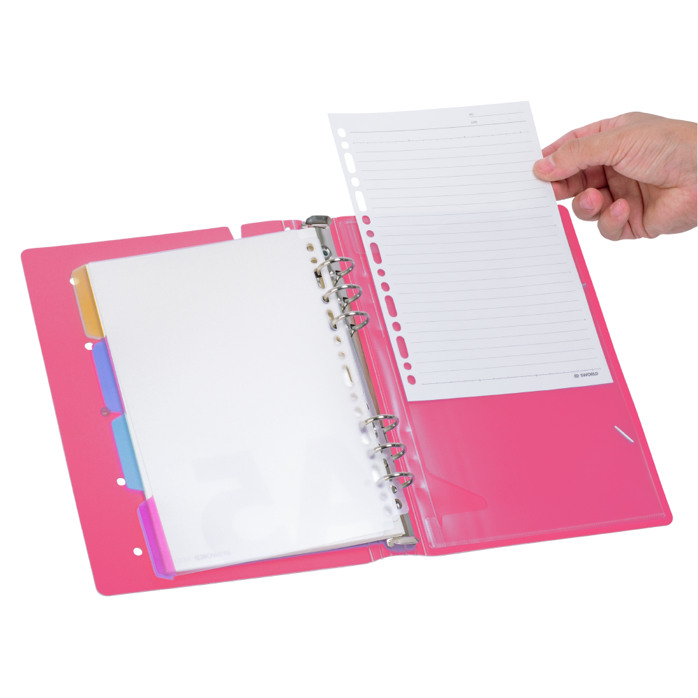 AGENDA A5 FUCSIA TAPA PIN 6 ANILLOS - 5