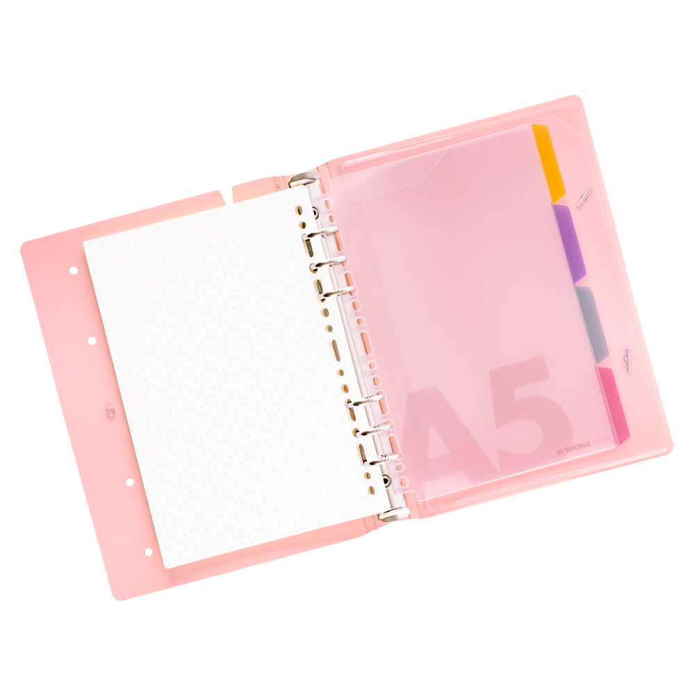AGENDA A5 ROSADA TAPA PIN  6 ANILLOS - 2