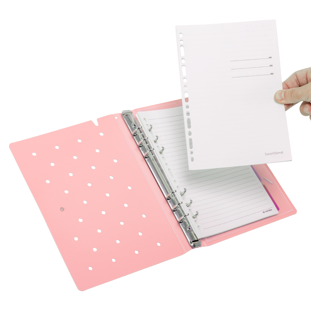 AGENDA A5 ROSADA TAPA PIN  6 ANILLOS - 3