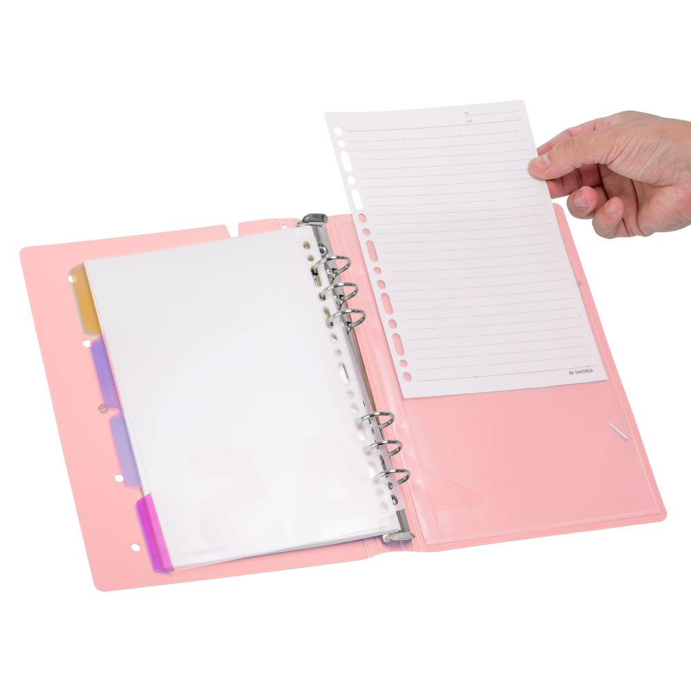 AGENDA A5 ROSADA TAPA PIN  6 ANILLOS - 4