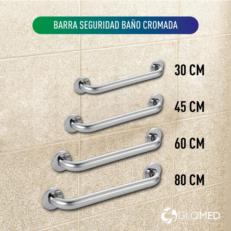BARRA GLOMED BBC030 SEGURIDAD BAÑO CROMADA 30CM - 2