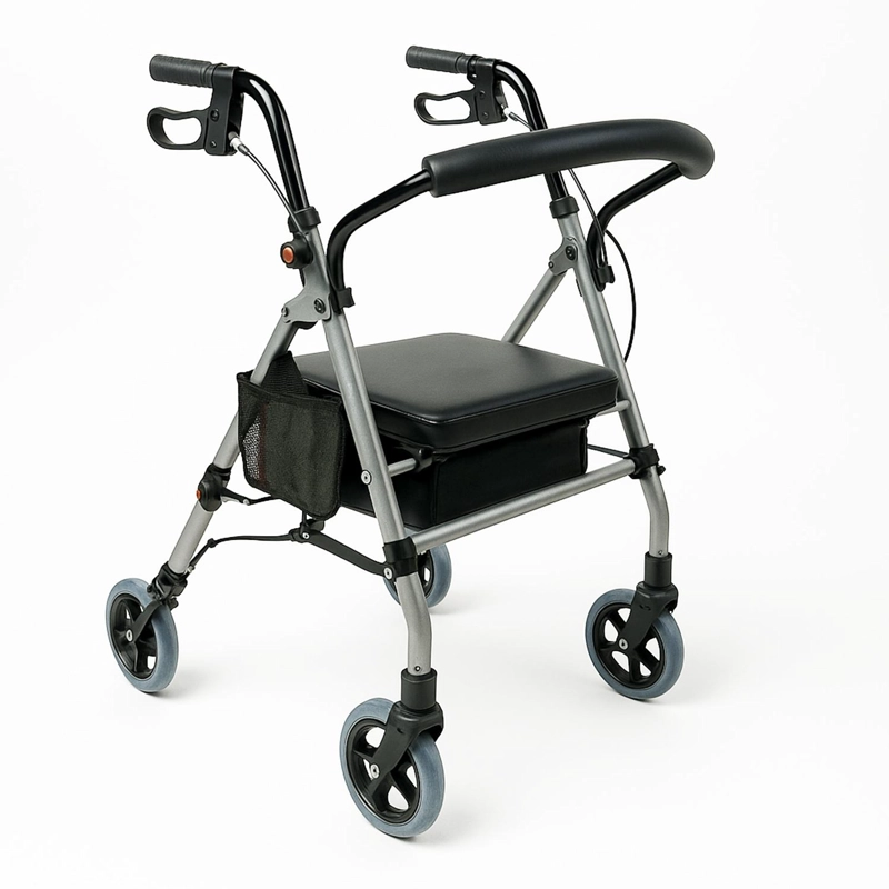 ANDADOR BURRO ORTOPE DICO 4 RUEDAS ASIENTO Y CANASTO GRIS - 1