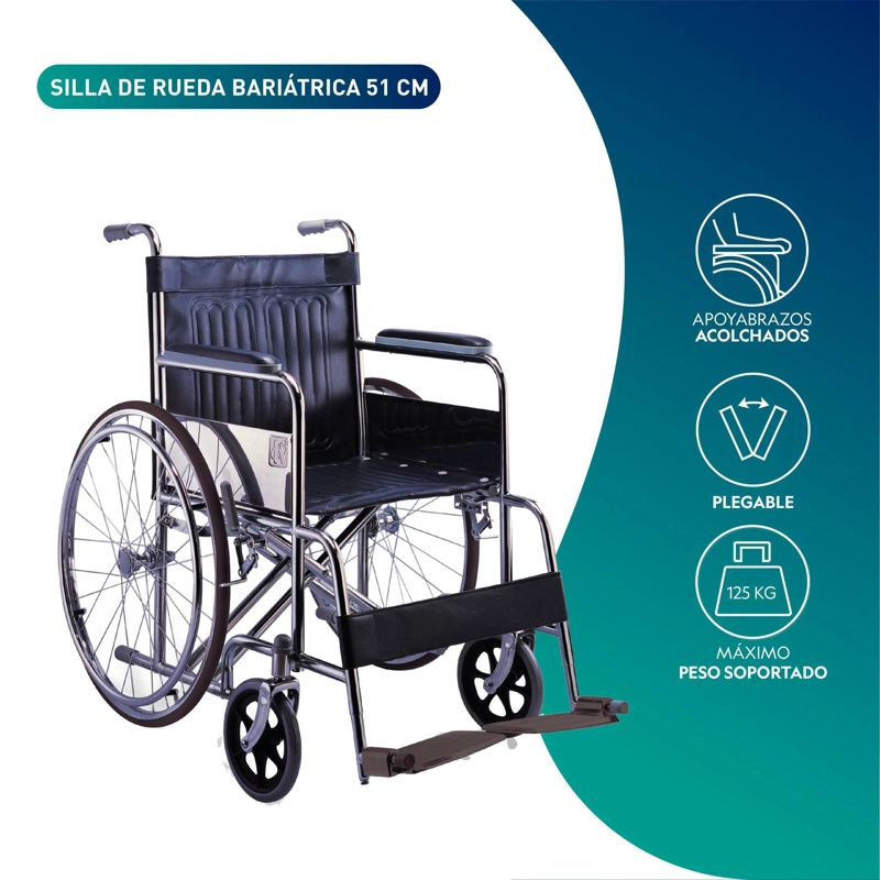 SILLA DE RUEDAS SOBREPESO BARIATRICA STRONG 51CM - 3