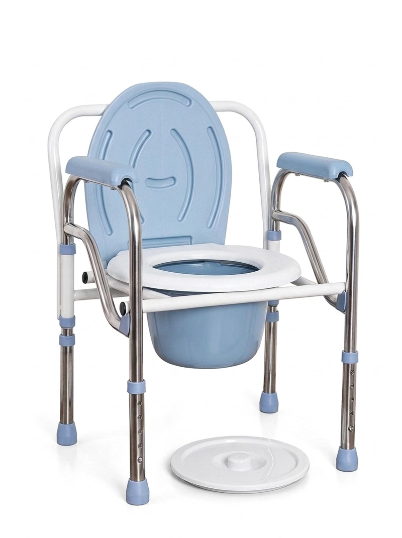 BAÑO PORTATIL WC PLEGABLE ACERO CROMADO - 1