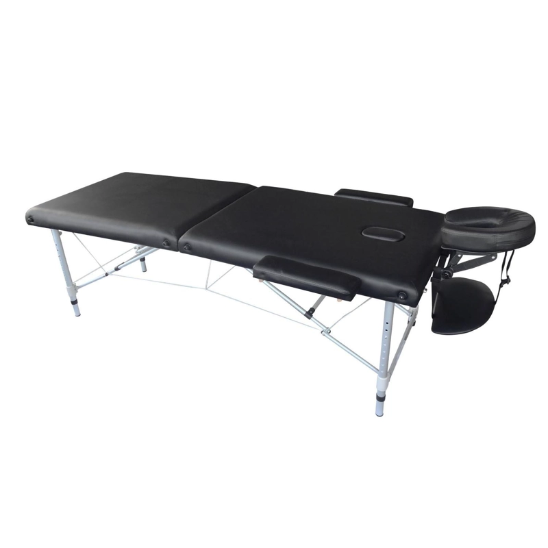 CAMILLA MASAJES PLEGABLE GLOMED CDM010 2 CUERPOS ESTÁNDAR ALUMINIO NEGRA - 1