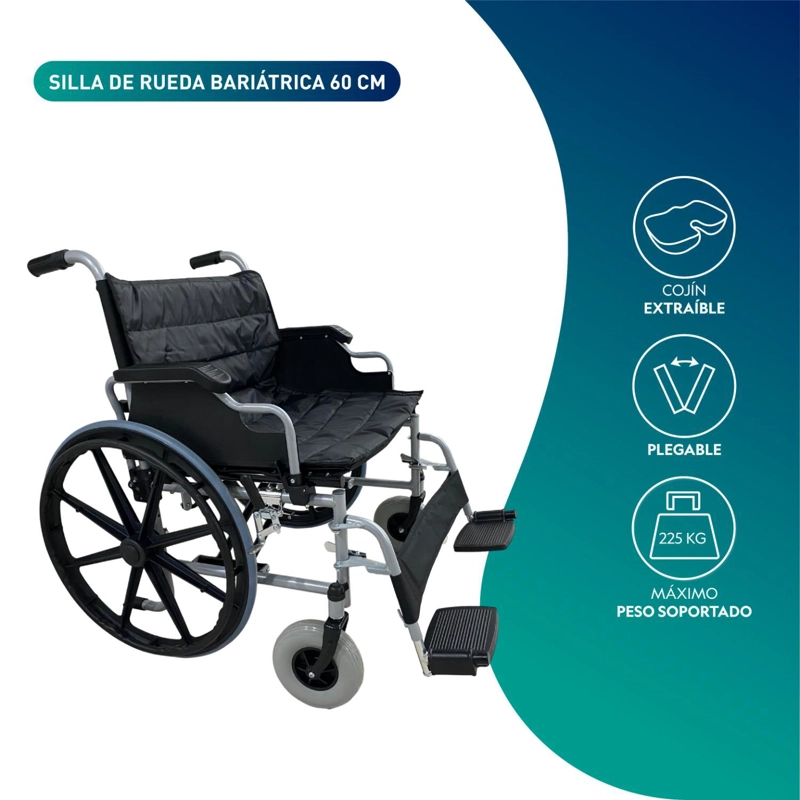 SILLA DE RUEDAS SOBREPESO BARIATRICA FULL DELUXE 60CM - 3