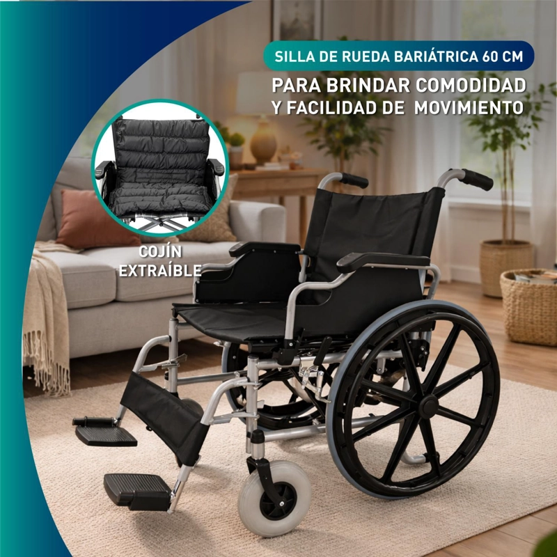 SILLA DE RUEDAS SOBREPESO BARIATRICA FULL DELUXE 60CM - 7