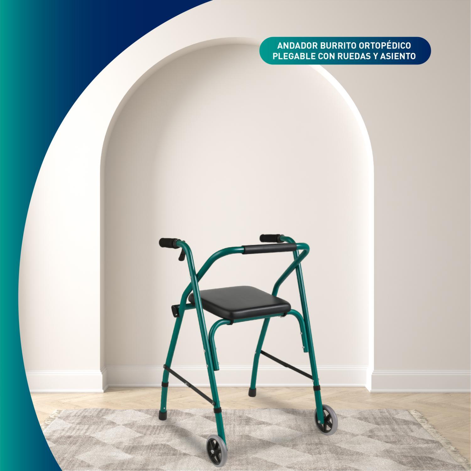 ANDADOR GLOMED ARA010 BURRITO ORTOPÉDICO PLEGABLE CON RUEDAS Y ASIENTO - 4