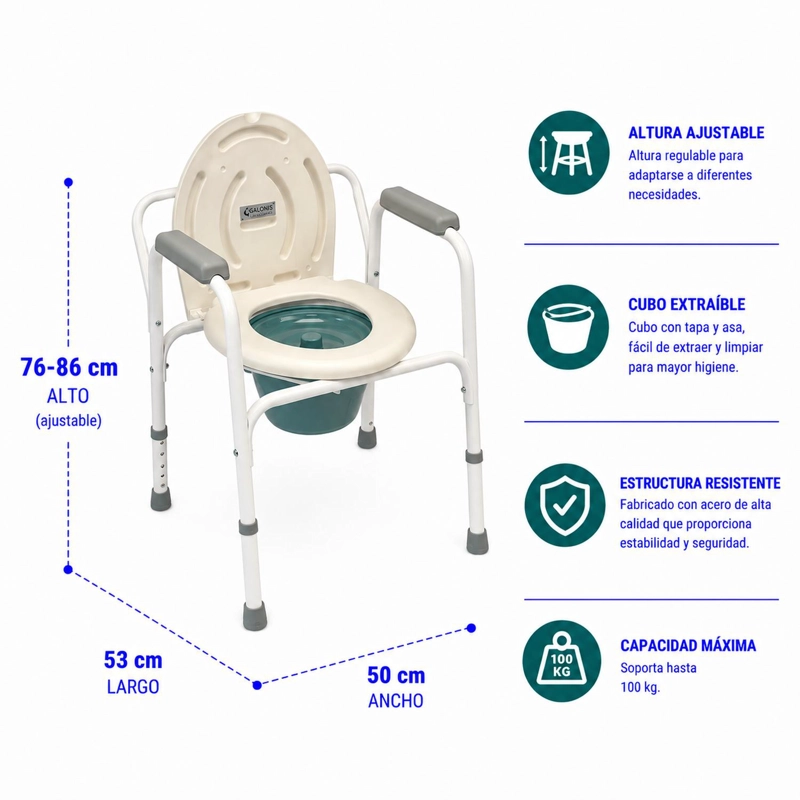 BAÑO PORTÁTIL GLOMED WCP016 WC FIJO LOW - 2