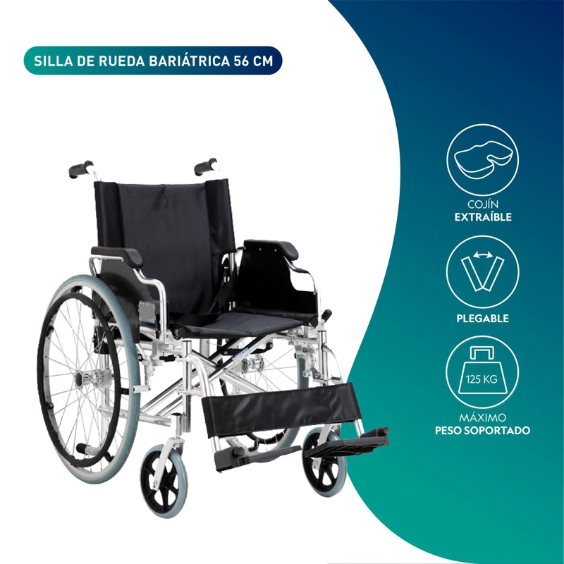 SILLA DE RUEDAS SOBREPESO BARIATRICA COMFORT 56CM - 3
