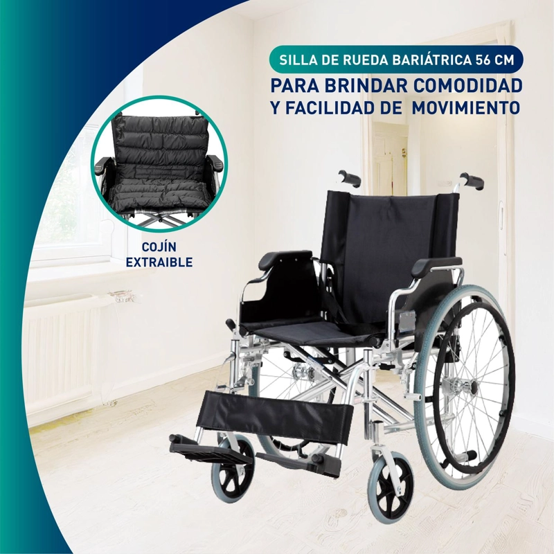 SILLA DE RUEDAS SOBREPESO BARIATRICA COMFORT 56CM - 4