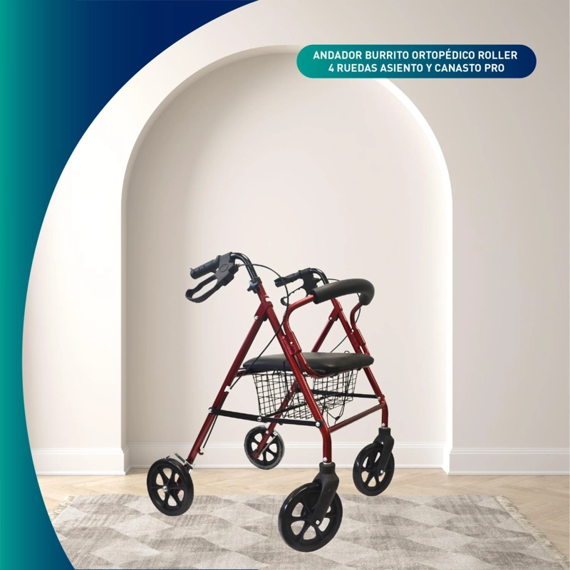 ANDADOR BURRO ORTOPE DICO 4 RUEDAS - ASIENTO Y CANASTO PRO - 4