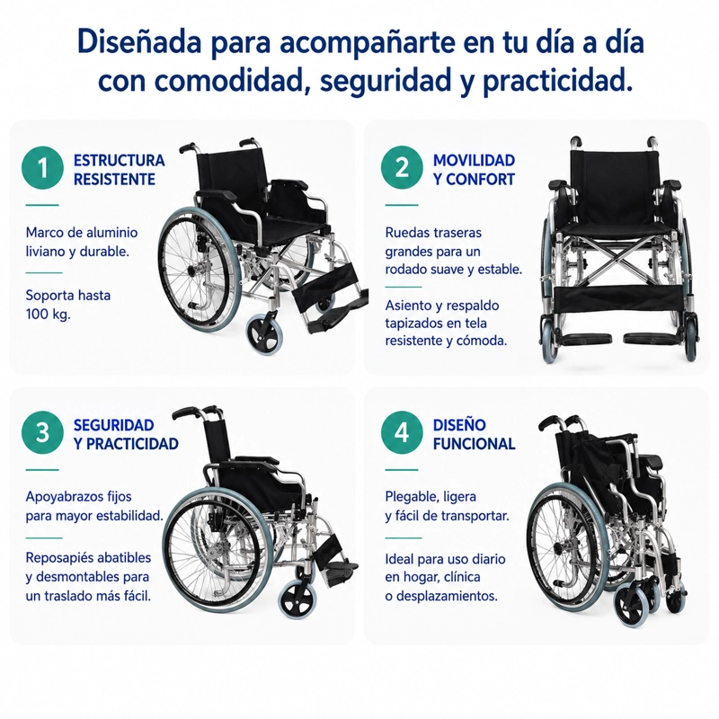 SILLA DE RUEDAS ALUMINIO LIVIANA DELUXE - 3