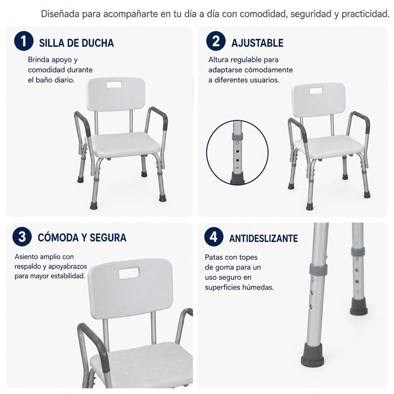 SILLA MAXCARE SBD011 BAÑO APOYA BRAZOS FIJO - 3