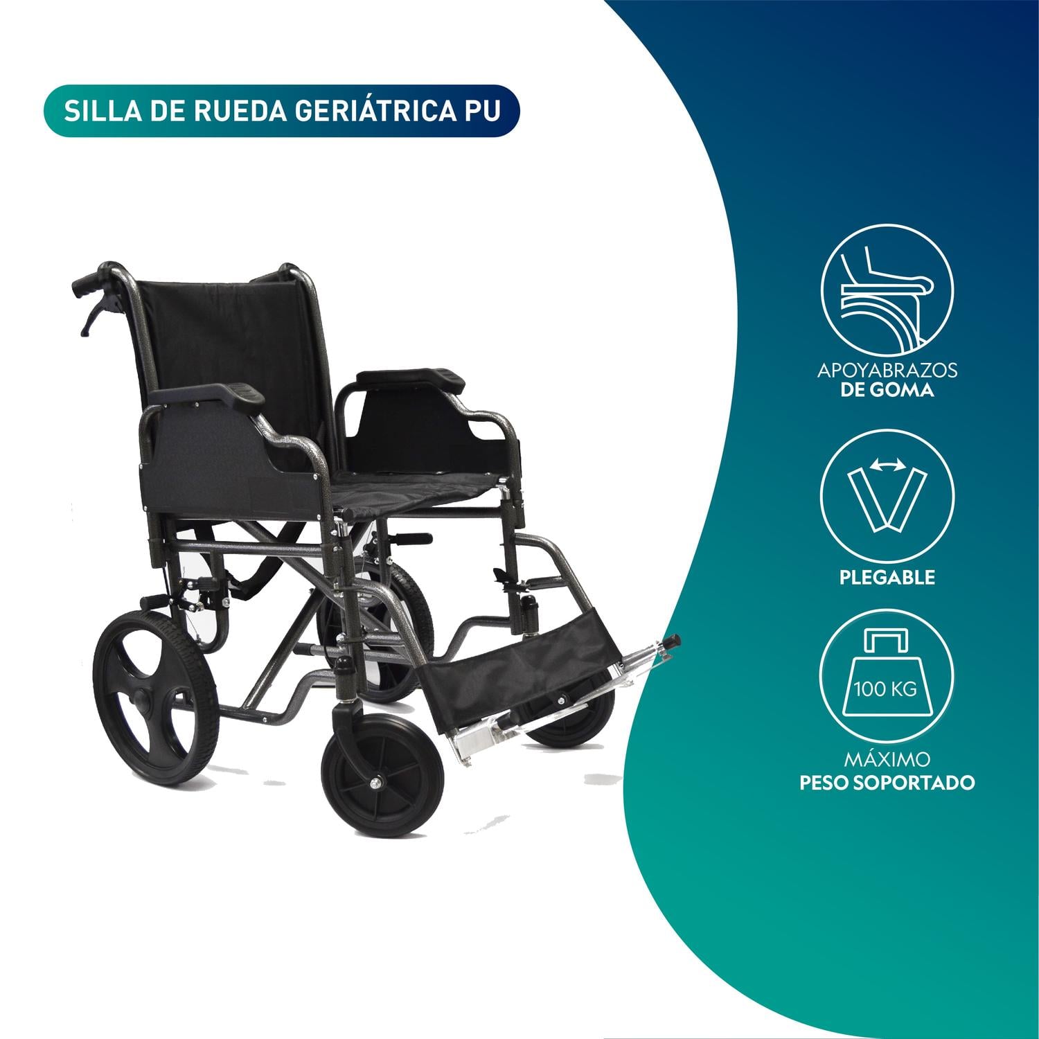 SILLA DE RUEDAS DE TRASLADO GERIATRICA DESMONTABLE PREMIUM - 3