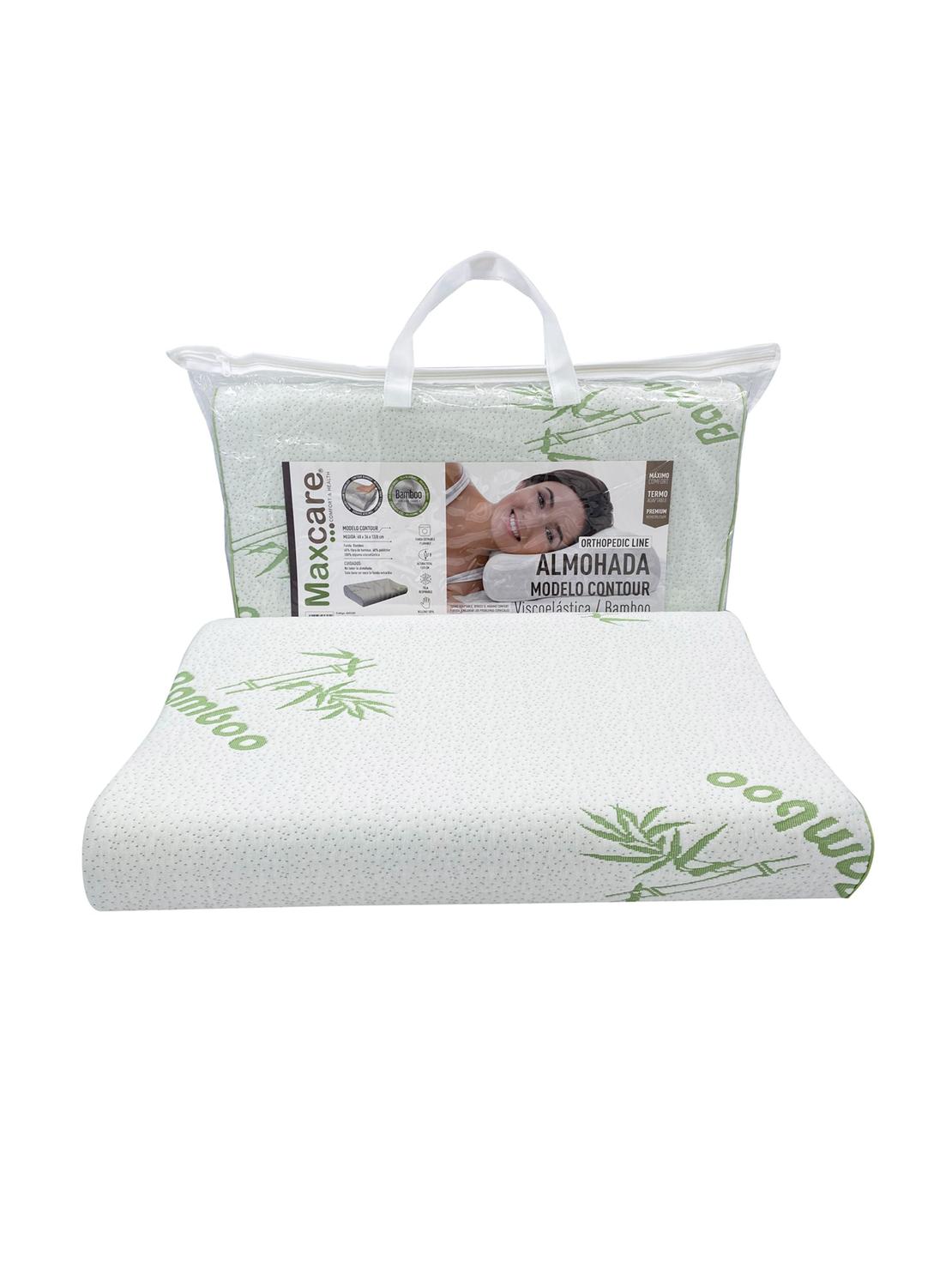 ALMOHADA MAXCARE AVC020 VISCOELASTICA CONTOUR BAMBOO 60 X 36 X 12-8 CM BLANCO - 4