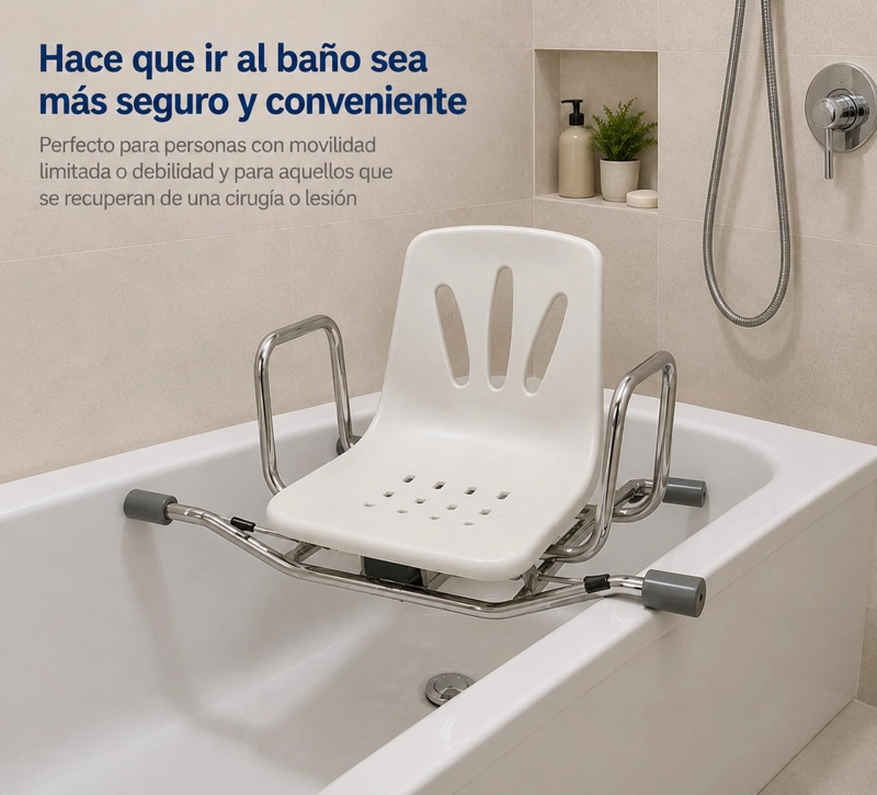 SILLA MAXCARE ASIENTO BAÑO GIRATORIA ACERO INOXIDABLE - 4