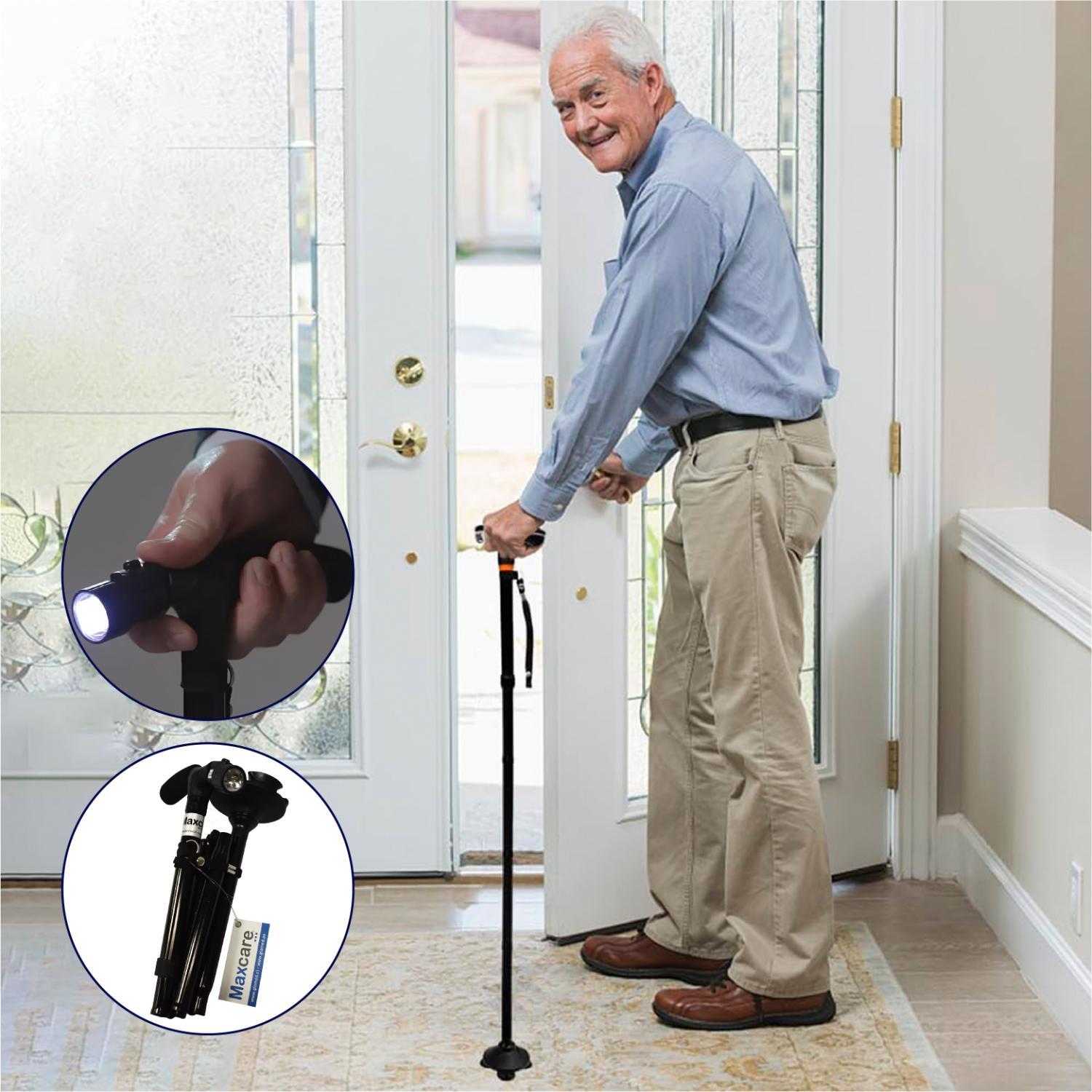 BASTON PLEGABLE NEGRO CON LUZ - 4