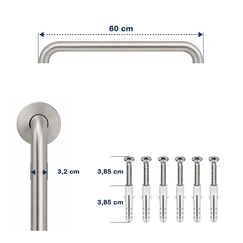 BARRA SEGURIDAD BAÑO MAXCARE BBAI60 ACERO INOXIDABLE 60CM - 2