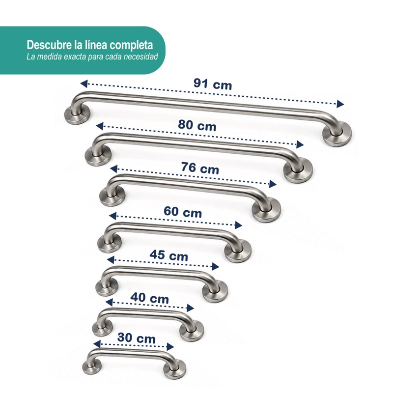 BARRA SEGURIDAD BAÑO MAXCARE BBAI60 ACERO INOXIDABLE 60CM - 6