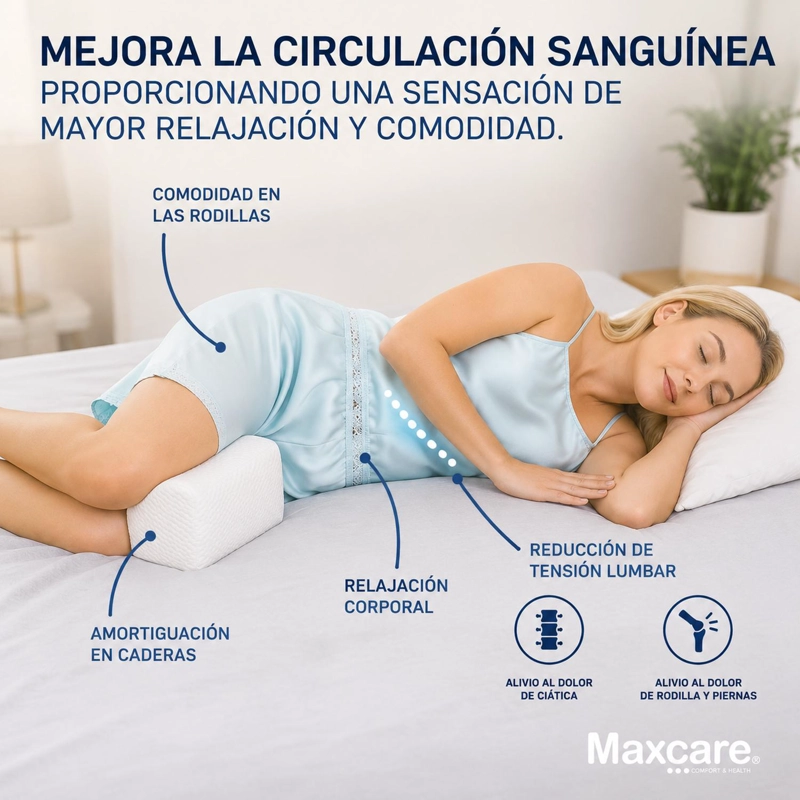 ALMOHADA MAXCARE ARM012 COJÍN SEPARADOR RODILLA/PIERNA VISCOELASTICO 40 X 21 CM BLANCO - 4