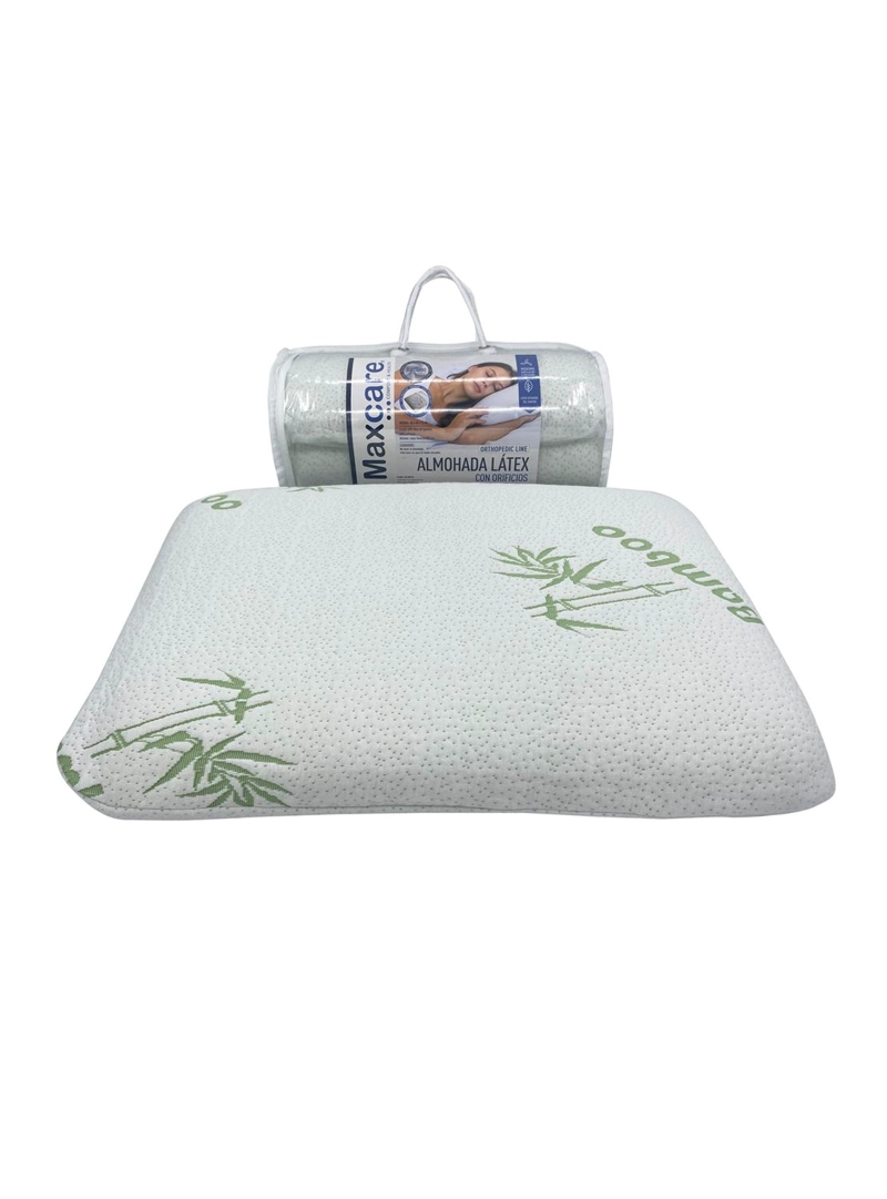 ALMOHADA MAXCARE ALO010 LÁTEX ORIFICIOS BAMBOO 60 X 40 X 12 CM BLANCO - 1