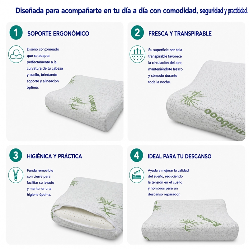 ALMOHADA MAXCARE AECA010 CERVICAL ESPUMA ACANALADA 60 X 40 X 14-12 CM BLANCO - 3