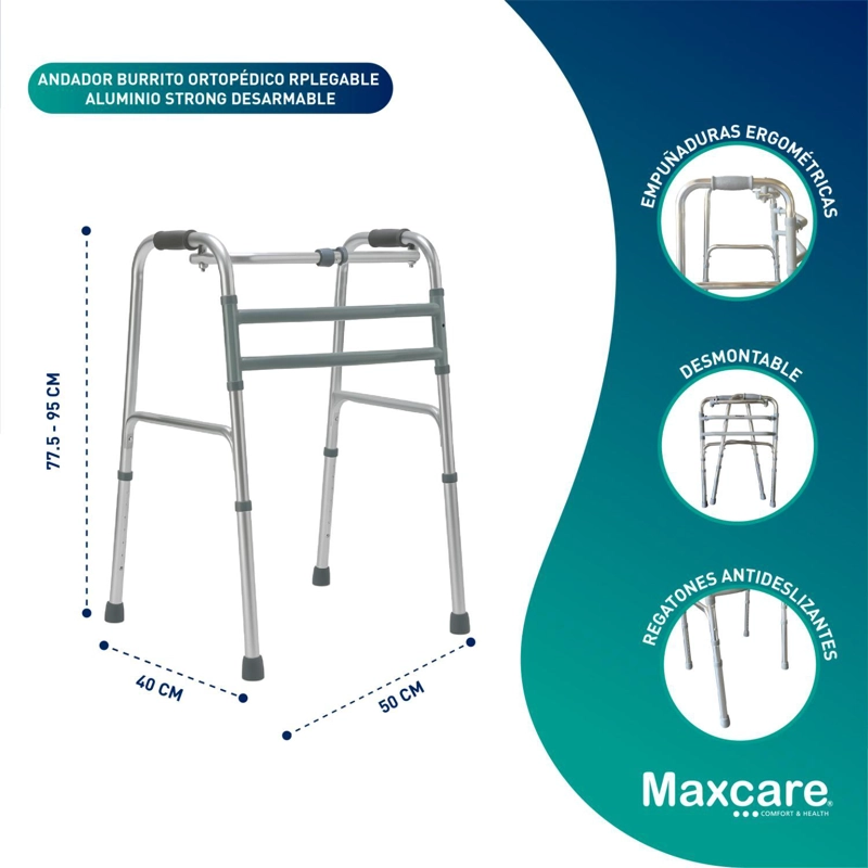 ANDADOR PLEGABLE ALUMINIO PASO A PASO STRONG - DESARMABLE - 2