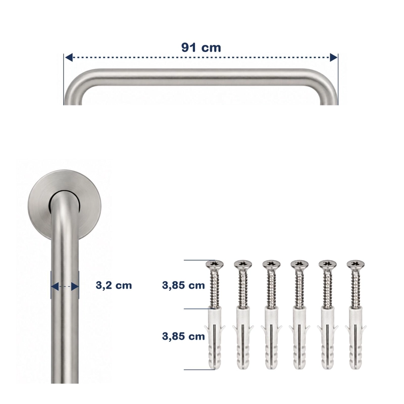 BARRA SEGURIDAD BAÑO ACERO INOXIDABLE 91 CM - 2