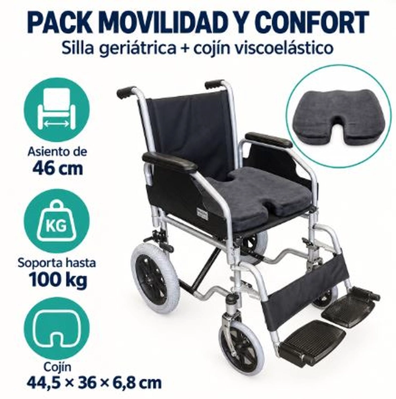 PACK SILLA DE RUEDA GERIATRICA ULTRA + COJIN ERGONOMETRICO - 3