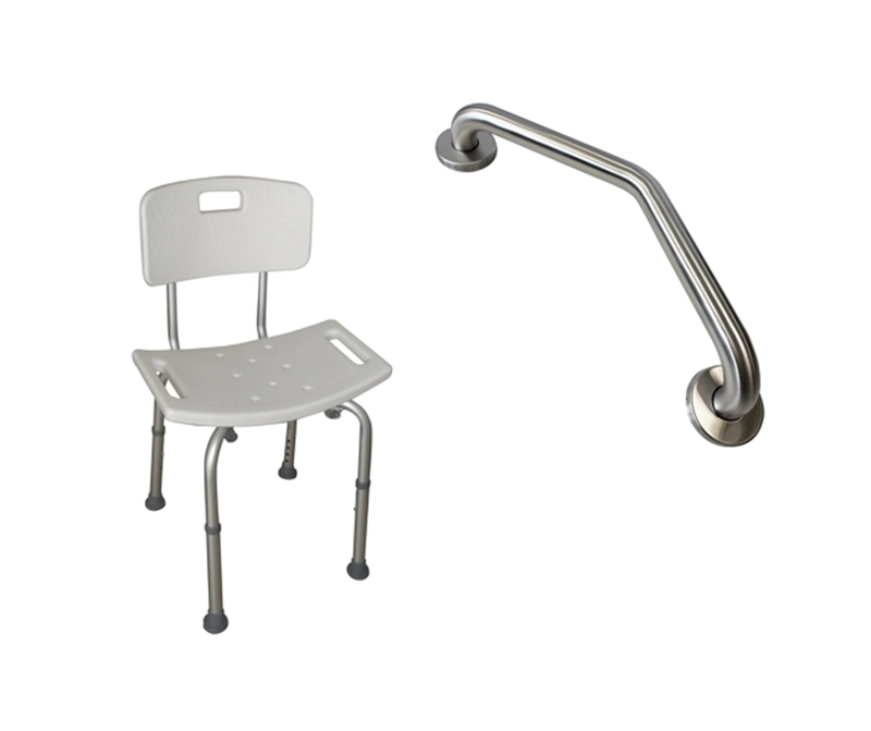 PACK BARRA ANGULAR MURO IZQ + SILLA BAÑO RESPALDO EXTRAIBLE - 1
