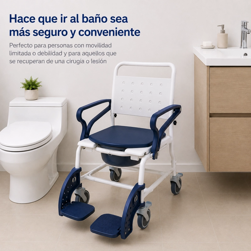 SILLA DE BAÑO DUCHA WC AZUL - HAMBURG - 4