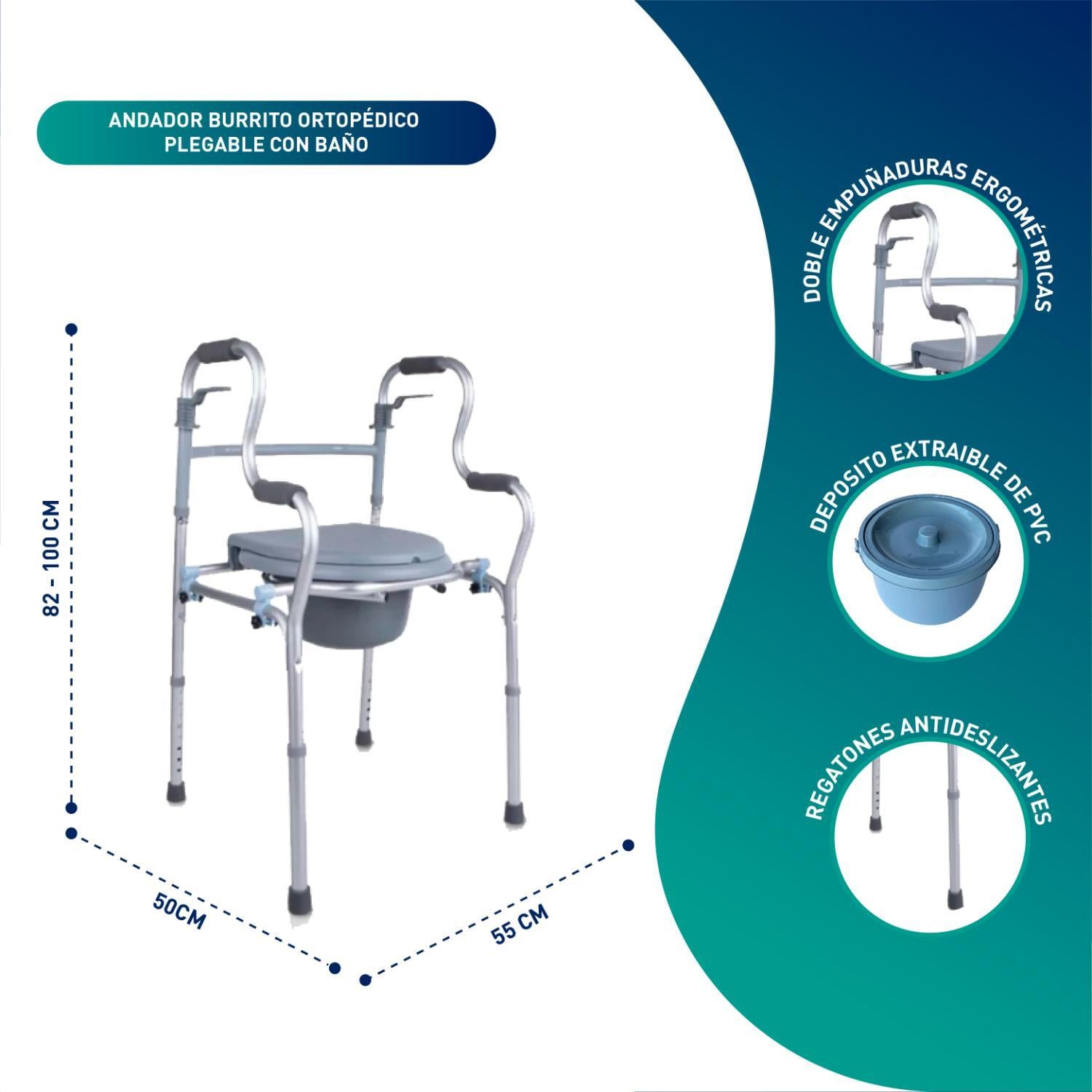 ANDADOR MAXCARE APB010 BURRITO PLEGABLE CON BAÑO 3 EN 1 - 2