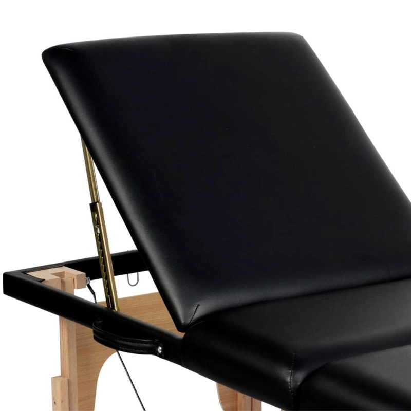 CAMILLA DE MASAJES GLOMED CTM021 PLEGABLE 3 CUERPOS DELUXE MADERA NEGRA - 3