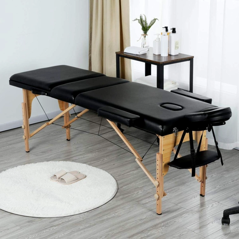 CAMILLA DE MASAJES GLOMED CTM021 PLEGABLE 3 CUERPOS DELUXE MADERA NEGRA - 4