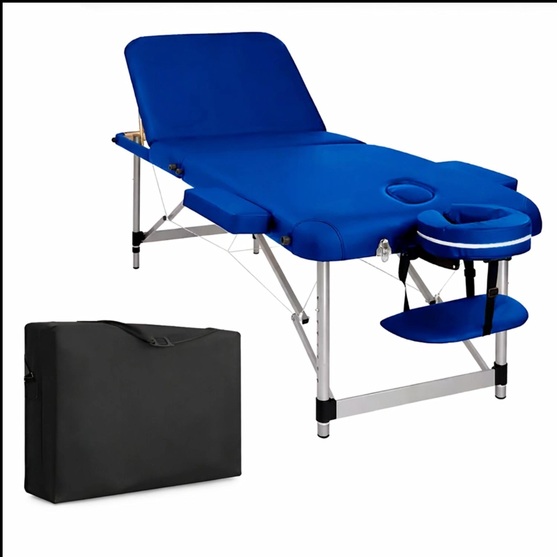 CAMILLA DE MASAJES GLOMED CTM020AZ PLEGABLE 3 CUERPOS DELUXE AZUL RUEDAS - 1