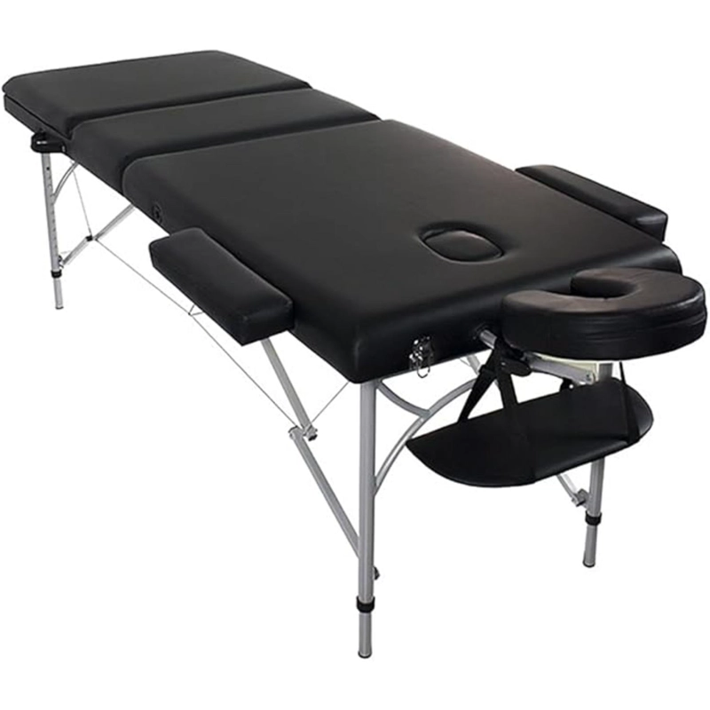 CAMILLA DE MASAJES GLOMED CTM020 PLEGABLE 3 CUERPOS DELUXE NEGRA RUEDAS - 5