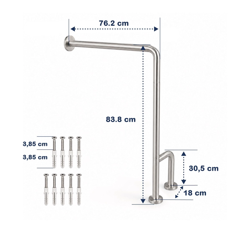 BARRA MAXCARE BBAPDI SEGURIDAD BAÑO ANGULAR MURO-PISO DOBLE IZQUIERDA - 2